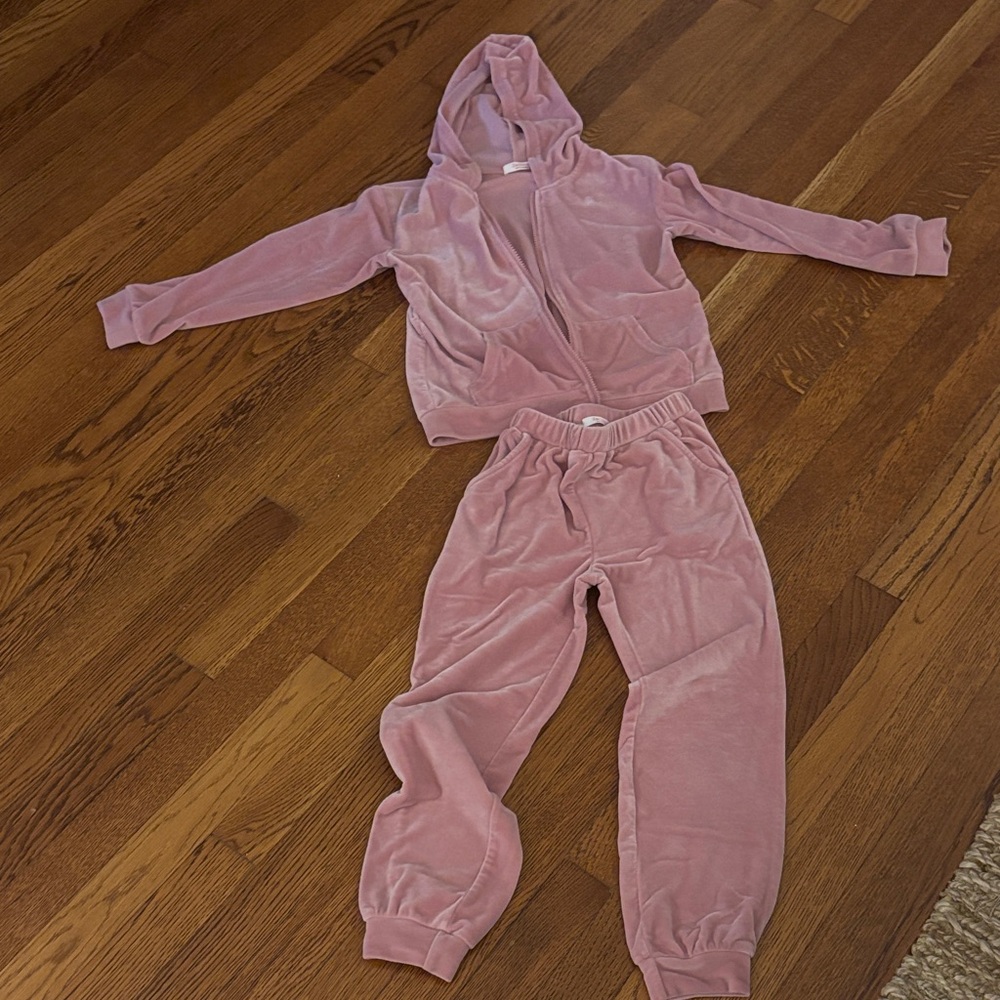 Pink Velour Hoodie and Jogger Set